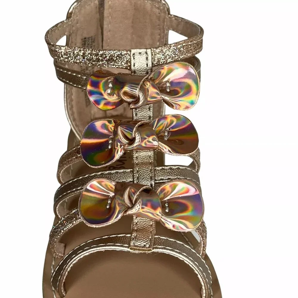 Jumping Beans Toddler Girls Gladiator Style‎ Sandals Size 7 Gold Brown Open Toe